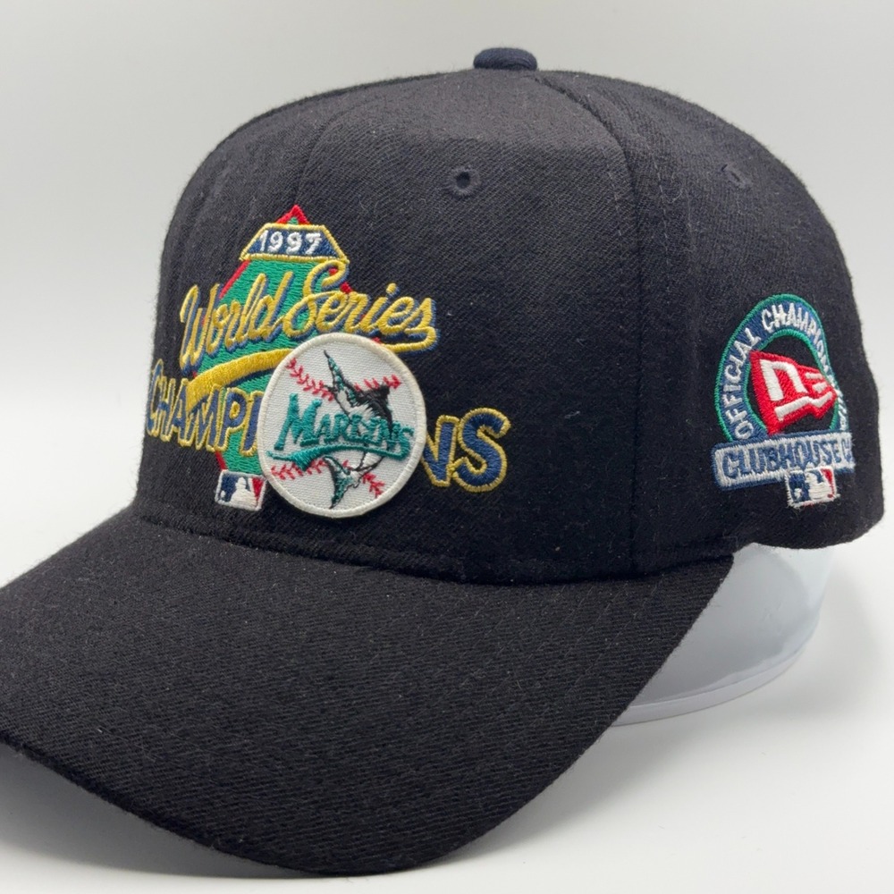 Florida Marlins 1997 World Series Champions Snapback New Era 90s Hat Wool Black